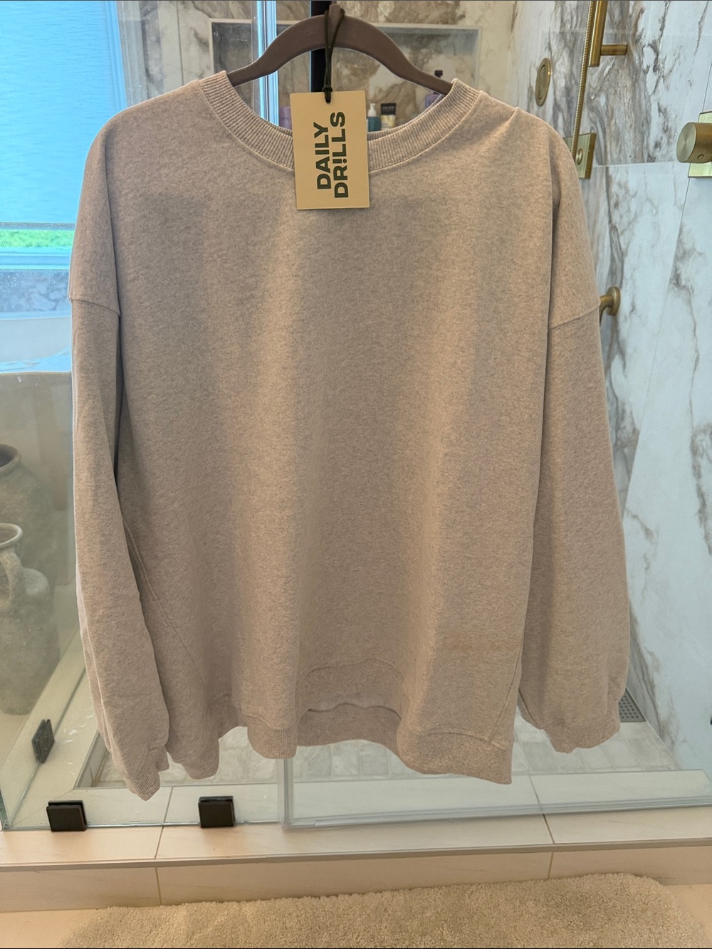 Daily Drills Men’s Crewneck Sweatshirt in Beige Taupe